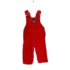 Vintage Osh Kosh B'Gosh Vestbak red corduroy bib overalls size 12 months.